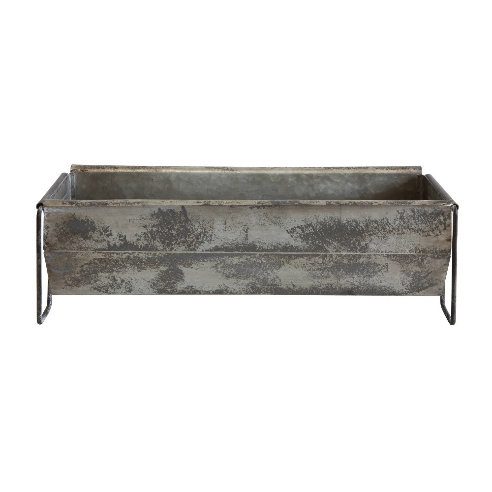 Photos - Flower Pot Storied Home 6" x 7" Metal Trough Container with Distressed Zinc Finish Bo