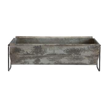 6" x 7" Metal Trough Container with Distressed Zinc Finish Bowl Gray - Storied Home