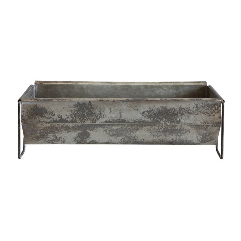 6&#34; x 7&#34; Metal Trough Container with Distressed Zinc Finish Bowl Gray - Storied Home, 1 of 5