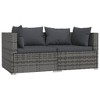 vidaXL Patio Loveseat with Cushions Gray Poly Rattan - 2 of 4