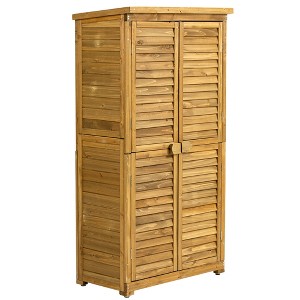 Gulches Outdoor Storage Cabinet, Wood Garden Shed, Pool Storage Shed w/ Lockable Door,2 Removable Shelves, Outside Shed for Patio, Backyard , Lawn - 1 of 4