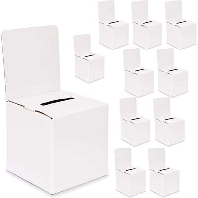 Raffle Ticket Holder Boxes Fast BFMBALHEADER Ballot Box Header Card Large Voting Box 10 x 12 Inches Pack of 10 For Suggestion Box White Corrugated 