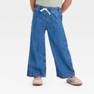 Toddler Girls' Wide Leg Pull-On Pants - Cat & Jack™ Blue - 1 of 3