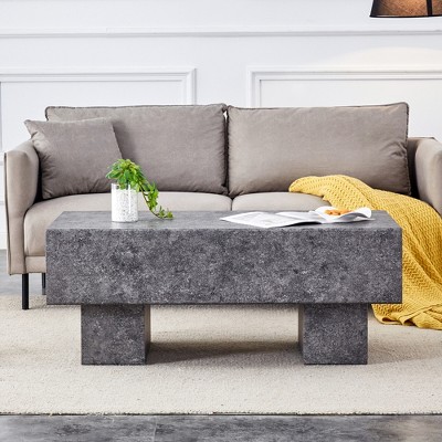 FURNIinspire End Tables Modern Simple Texture MDF Coffee Table, Multifunctional Rectangular Coffee Table End Table, Gray, 43"*22"*17"