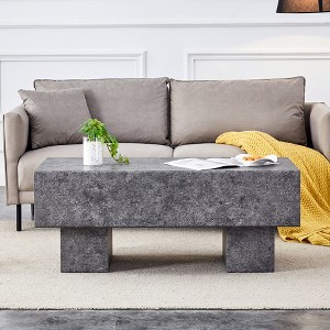 FURNIinspire End Tables Modern Simple Texture MDF Coffee Table, Multifunctional Rectangular Coffee Table End Table, Gray, 43"*22"*17" - 1 of 4