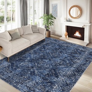 Vintage Geometric Rug Washable Indoor Bedroom Rugs Non Slip Low Pile Area Rug - 1 of 4