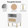 Angel Sar Natural Rattan Nightstand Set of 2, White Bedside Table for Bedroom - 4 of 4
