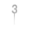 O'Creme Rhinestone Silver-Colored Number-3 Cake Topper 1-1/2 Inch - 2 of 2
