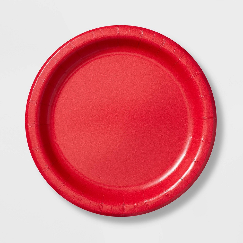 60ct 6.75" Holiday Solid Snack Plates Red - Spritz