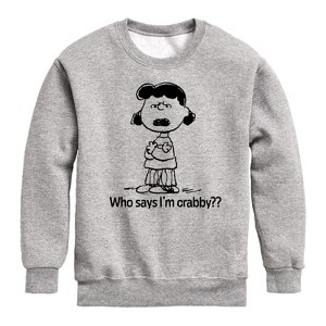 Boys' - Peanuts - Who Says Im Crabby Lucy Graphic Long Sleeve Fleece Sweatshirt - 1 of 4