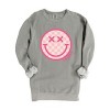 Simply Sage Market S.W.Smiley Pink Checker Smiley Face Garment Dyed Sweatshirt - 2 of 4