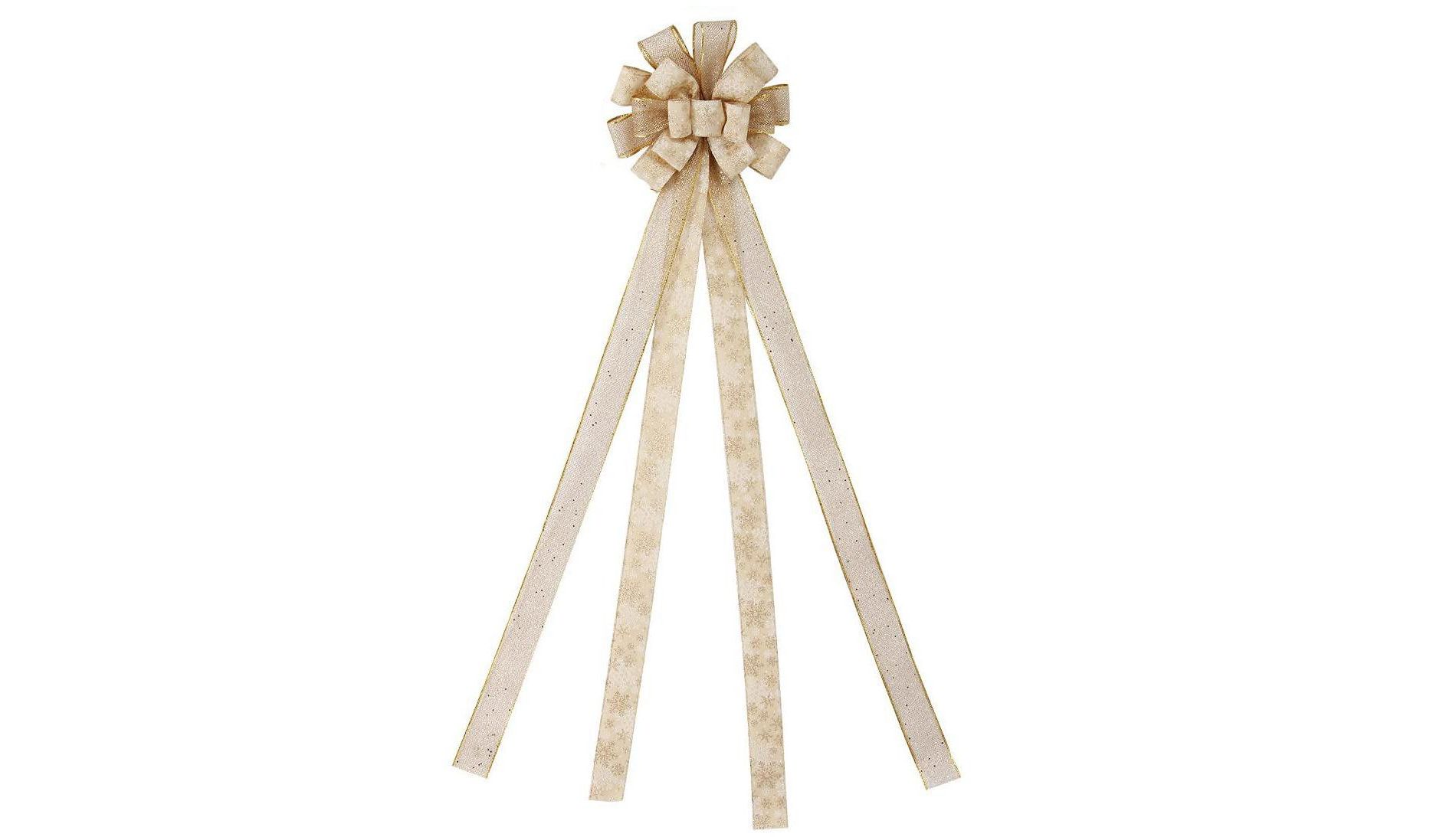 Aoibox 44x12 Inch Christmas Tree Topper Bow Gold Snowflake Ribbon for 6ft Tree Holiday Indoor Outdoor Party Decor 1 Piece