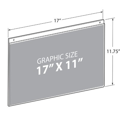 Clear Acrylic Horizontal Wall Sign Holder 17" x 11" - 10 Pack