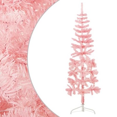 vidaXL - Slim Half Christmas Tree with Stand, Lifelike PVC Material, Economical Reusable Design