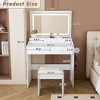 Makeup Vanity Desk with Stool, Small Vanity with Power Outlet and Hair Dryer Holder, 3 Lighting Color Adjustable - 3 of 4