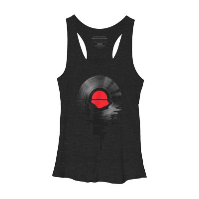 Women's Design By Humans Vinyl Record Music LP Classic 80s Sunset By MinShop Racerback Tank Top