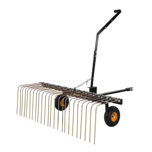 VEVOR Tow Behind Dethatcher, 60-inch Tow Dethatcher with 24 Steel Tines, Lawn Dethatcher Rake for ATV or Mower, Tow Behind Lawn Rake, Black - 1 of 4