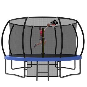 Whisen Outdoor Pumpkin Trampoline with Safety Enclosure Net, Foam Padded Poles, W-Shaped Legs, Balance Bars - 1 of 4