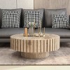 31.5" MDF Round Coffee Table with Natural Wood Texture, Minimalist Coffee Table for Living Room or Office, Modern Wood Coffee Table-Koiai - 2 of 4