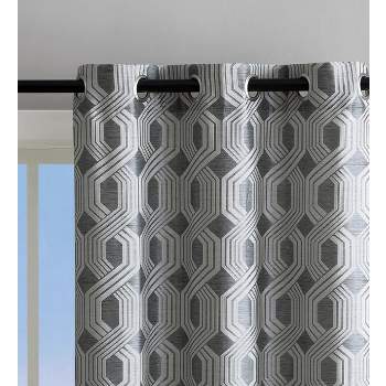 Kate Aurora Contemporary Living 2 Pack Semi Sheer Geometric Grommet Top Curtain Panels