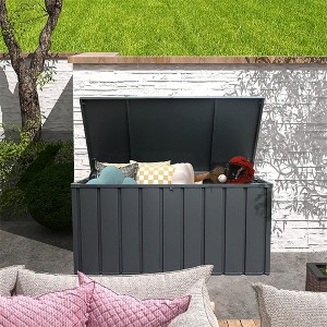 VisioGear Outdoor Storage Deck Box with 4 Wheels, Large Patio Storage Bin for Outside Cushions, Gray, 49.41"*24.69"*23.43" - 1 of 4