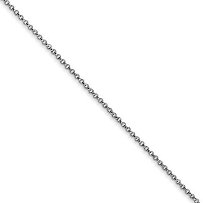 Black Bow Jewelry 1.15mm 14k White Gold Solid Rolo Pendant Chain