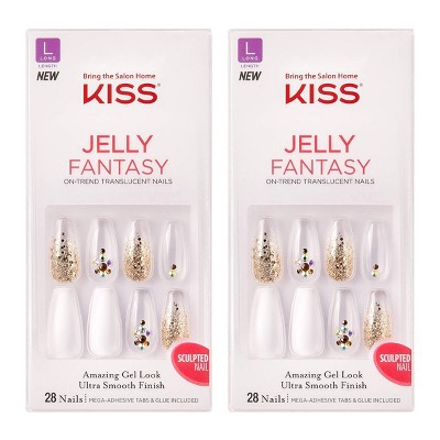 Kiss Jelly Fantasy Fake Nails - White - 2pk - 56ct