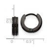Chisel Stainless Steel Polished Black IP-plated Laser cut 4mm Hinged Hoop Earrings - 4 of 4