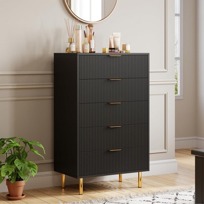 5 Drawer Dresser for Bedroom, 48” Tall Dresser Chest of Drawers, Modern Wood Storage Dresser Organizer