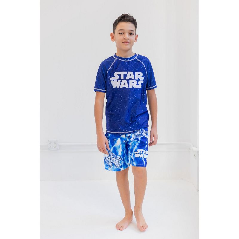Star Wars The Mandalorian Star Wars The Child Millennium Falcon X-Wing Swim Trunks Bathing Suit Little Kid to Big Kid, 2 of 8