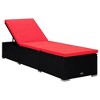 vidaXL Sun Lounger with Cushion and Tea Table Poly Rattan Red - 3 of 4