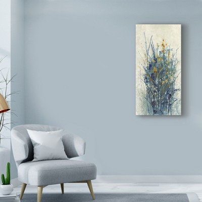 Trademark Fine Art -Tim Otoole 'Indigo Floral I' Canvas Art - 24''x12''