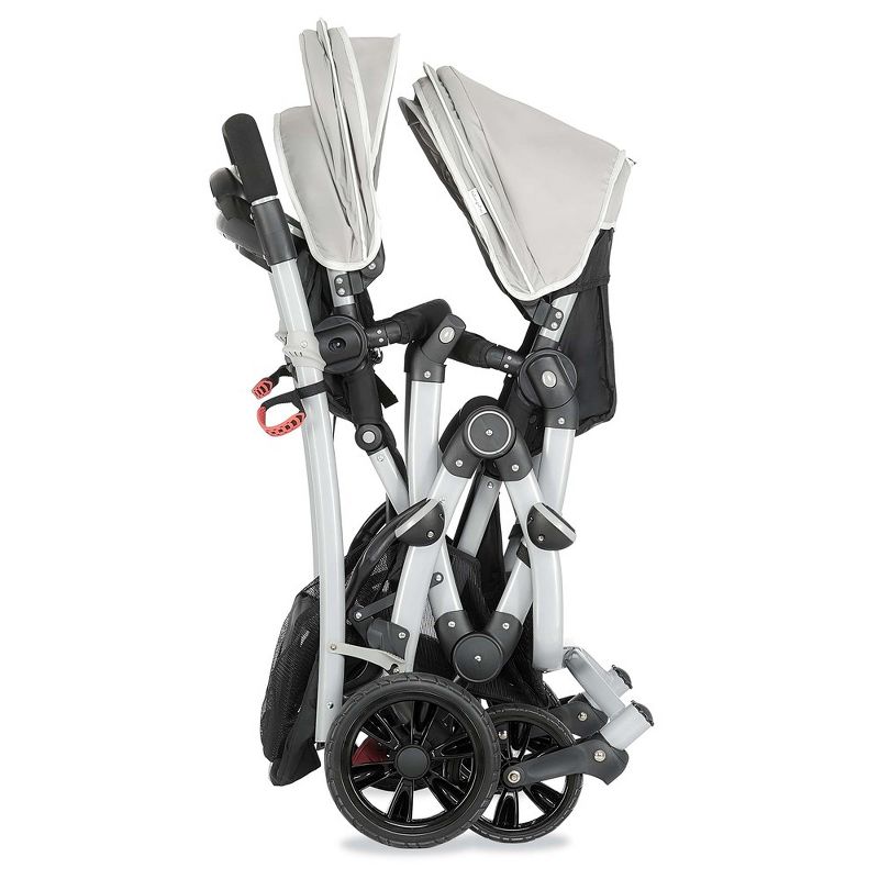 Dream On Me Track Tandem Double Umbrella Stroller in Light Gray, 6 of 10