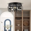 DORESshop 13 in. 3-Light Industrial Caged Drum Matte Black Flush Mount Ceiling Fixture - 2 of 4