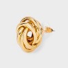 Ring Interlock Button Earrings - A New Day™ Gold: Nickel-Free Metal, Post Closure, Stud Design, 0.95" Length, 0.7" Width - 3 of 3