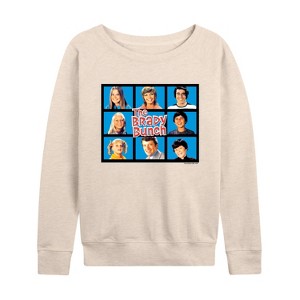 Women's - The Brady Bunch - Classic Hollywood Squares Lightweight French Terry Wide Neck Long Sleeve Shirt - 1 of 4