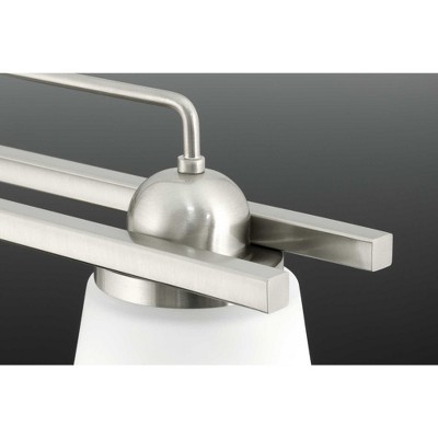 Brushed Nickel 4-Light Bath Vanity with Etched Glass Shades
