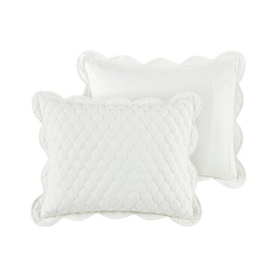 Ivory King Scalloped Edge Microfiber Quilt Set