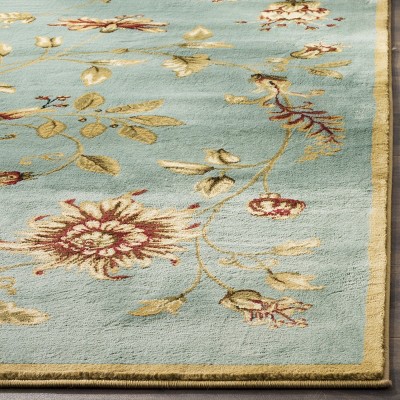 Elegant Blue Floral Hand-Knotted Area Rug, 3' x 5', Synthetic