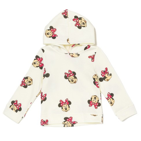 Disney Minnie Mouse Little Girls Fleece Pullover Hoodie White 5 : Target