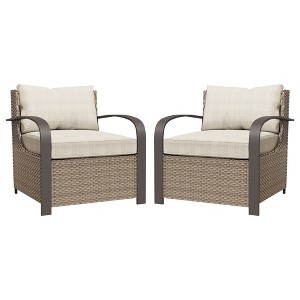YARDSIGHT Modern PE Rattan Patio Chair  Plush Cushioned Outdoor Dining Seating with Curved Armrests Weather-Resistant Wicker for Patio & Garden - 1 of 4