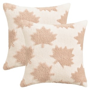 REGALWOVEN Pack of 2 Maple Leaf Jacquard Decorative Throw Pillow Covers Soft Cushion Cases for Couch Sofa Living Room - 1 of 4