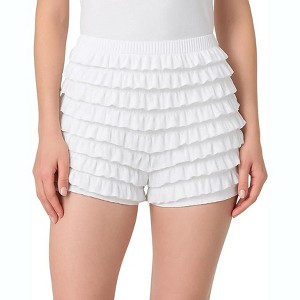 Malco Modes Lace Ruffle Pettipant for Women –Halloween Costume Shorts, Festival Dance Bottoms-White - 1 of 4