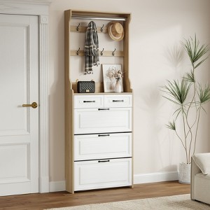 Okak Modern Freestanding Shoe Cabinet with 3 Flip Doors & 3 Drawers, Ample Storage Hidden Shoe Rack Cabinet with Hanger for Entryway,Hallway, Oak - 1 of 4