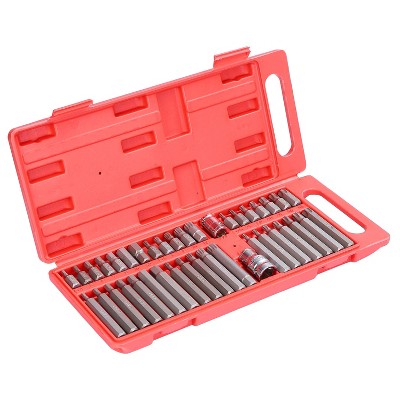 iMountek"40-Piece Socket Bit Set - Hex, Torx, Spline, CRV, 3/8" & 1/2" Drive with Gloves & Case"Red