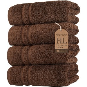 Hawmam Linen Hand Towels for Bathroom, Set of 4, 16x29 Inch, Premium Turkish Cotton, Highly Absorbent Hotel Collection, Blissful Luxury Spa Feel - 1 of 4