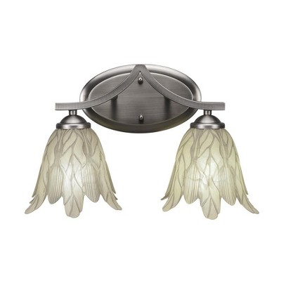 Toltec Lighting Zilo 2 - Light Vanity in  Graphite with 7" Vanilla Leaf Shade