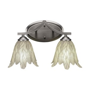 Toltec Lighting Zilo 2 - Light Vanity in  Graphite with 7" Vanilla Leaf Shade - 1 of 1