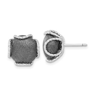Black Bow Jewelry 13mm Textured and Laser-Cut Post Earrings in Two-Tone Sterling Silver - 1 of 4