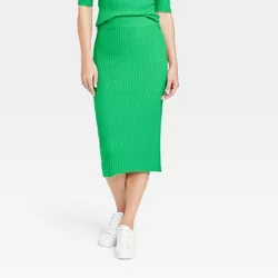 Women's Ribbed Sweater Skirt - A New Day™ Green XXL